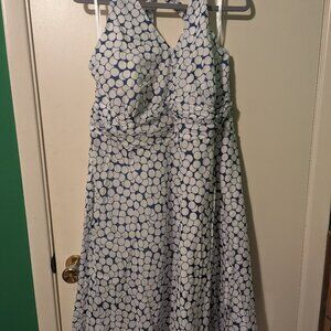 Madison and Mercer size 18 blue and white 100% cotton halter dress